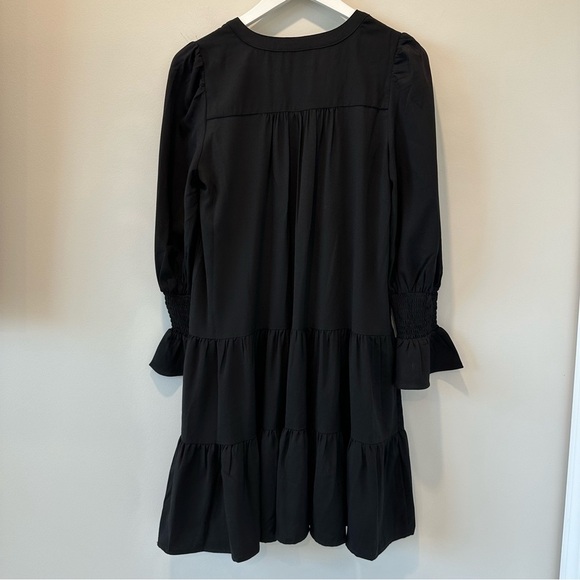 Pomander Place Tuckernuck Crepe Kenzo Mini Dress Tiered Long Sleeve Black Small - Picture 13 of 15